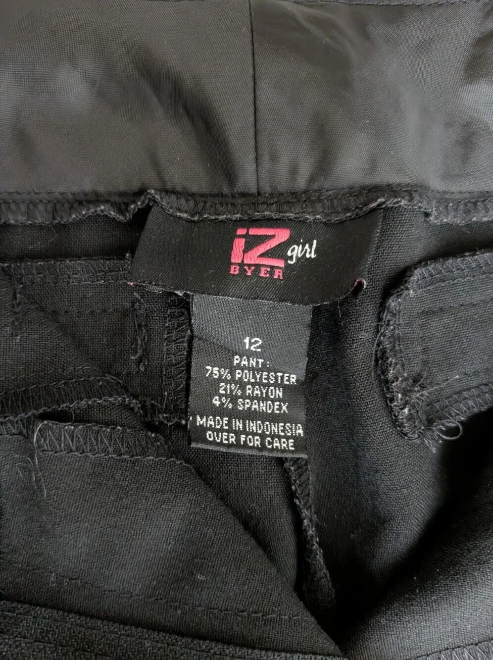IZ Byer Girls Black Dress School Pants Size 12 Pockets Assembly Concert